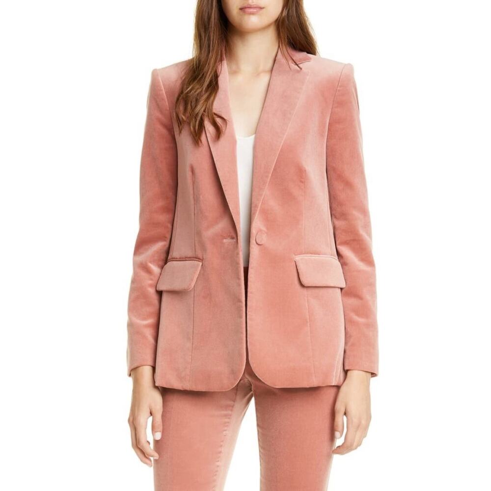 NWOT FRAME Classic Notched Collar Velvet Blazer Jacket Mauve Pink Size 2